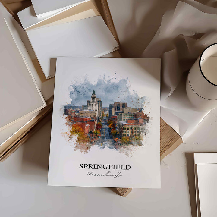 Springfield, Massachusetts, USA – Watercolor Art Print
