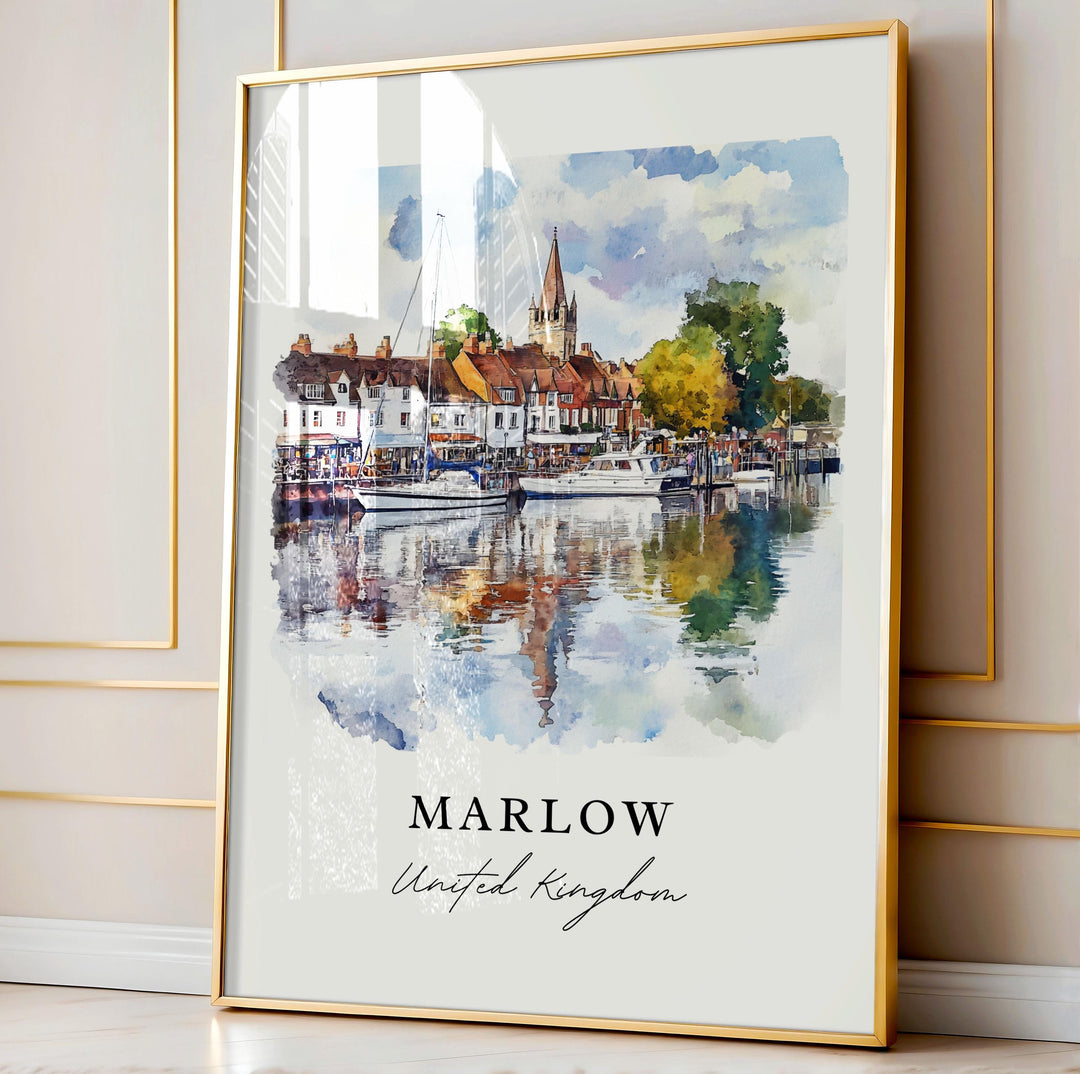 Marlow UK Wall Art, Marlow Print, Marlow Watercolor Art, Marlow England Gift,