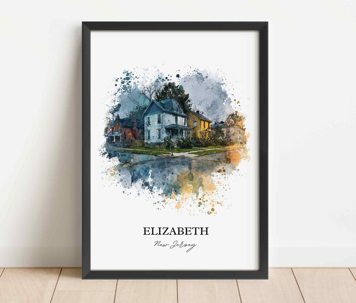 Elizabeth, New Jersey, NJ – Watercolor Art Print