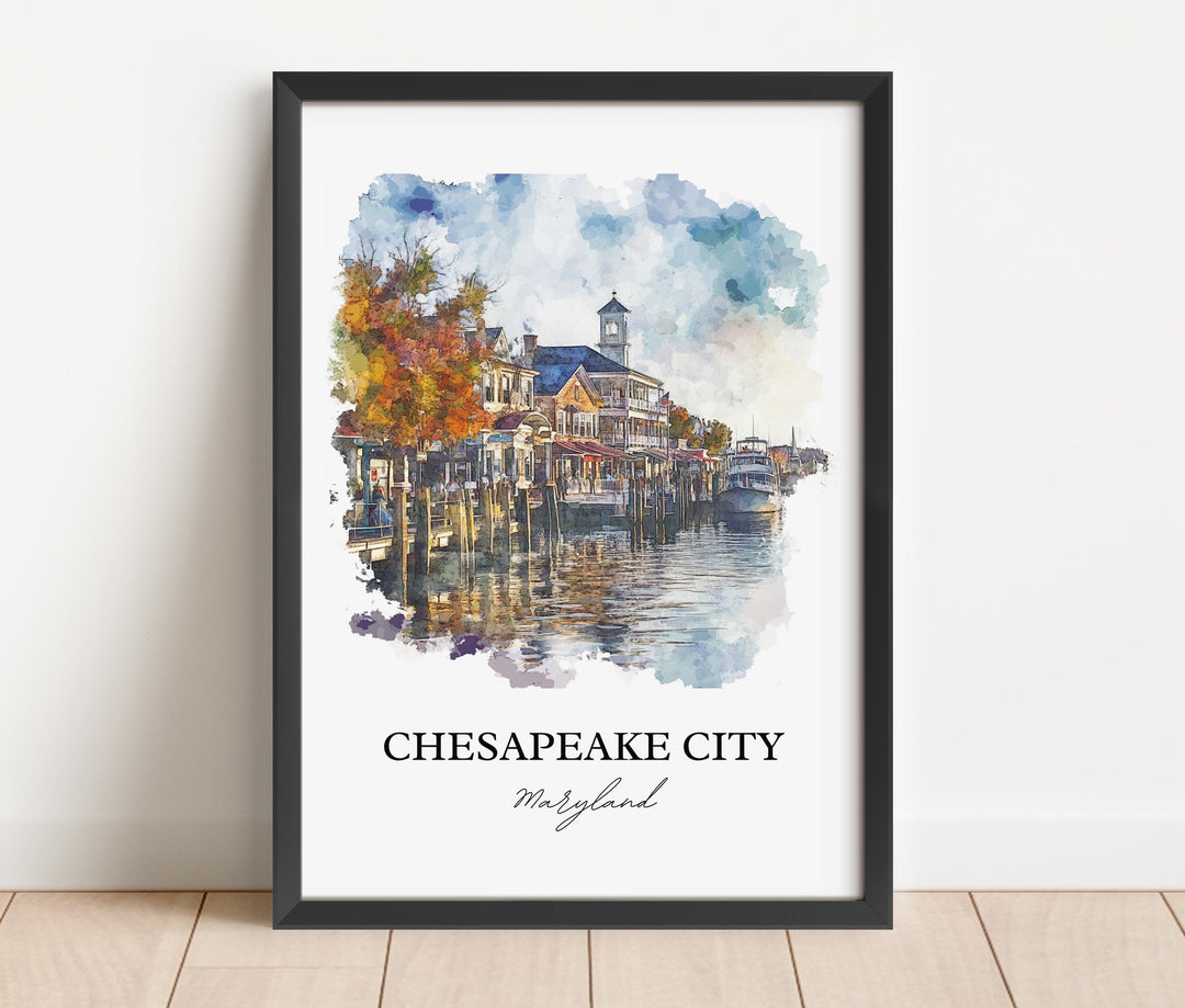 Chesapeake City Wall Art, Cecil County Print, Maryland Watercolor Art, Chesapeake City Gift, Travel Print, Travel Poster, Housewarming Gift