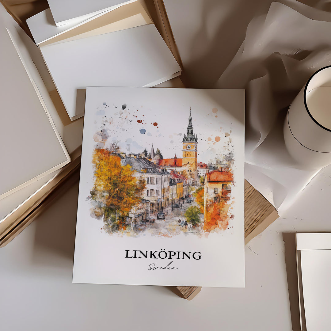Linköping Travel Print Wall Art Linköping Wall Hanging Home Décor Linköping Gift Art Lovers Sweden Art Lover Gift Linköping Poster
