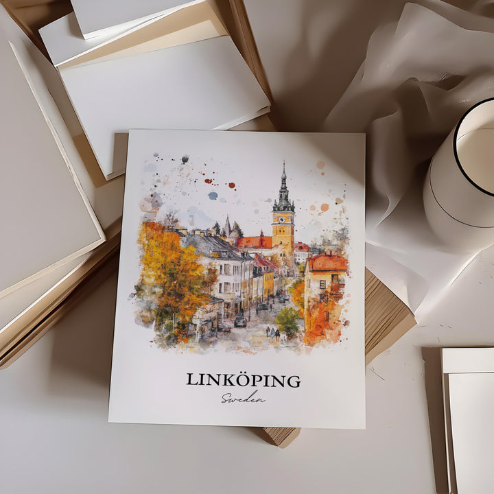 Linköping Travel Print Wall Art Linköping Wall Hanging Home Décor Linköping Gift Art Lovers Sweden Art Lover Gift Linköping Poster