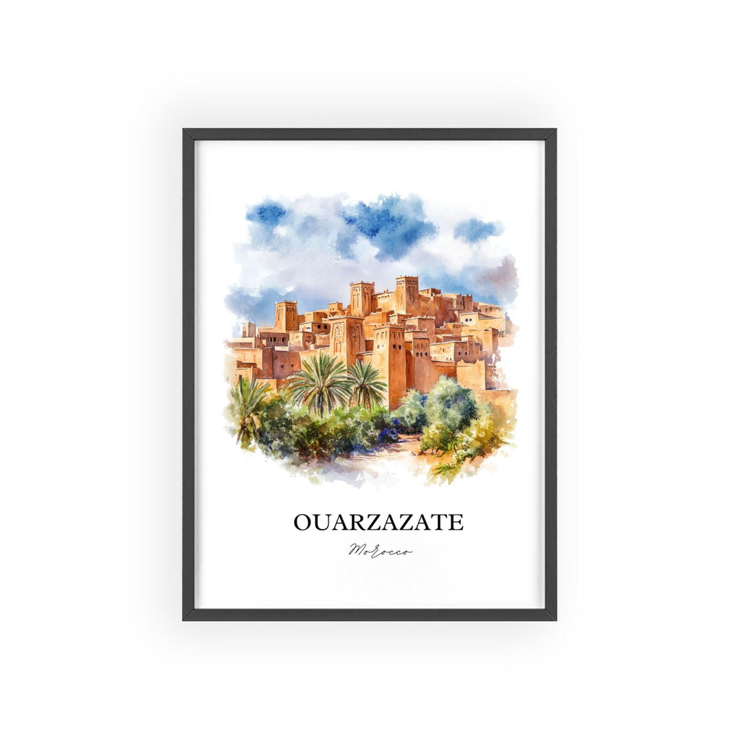 Ouarzazate Wall Art, High Atlas Mountains Print, Morocco Watercolor Art, Ouarzazate Gift, Travel Print, Travel Poster, Housewarming Gift