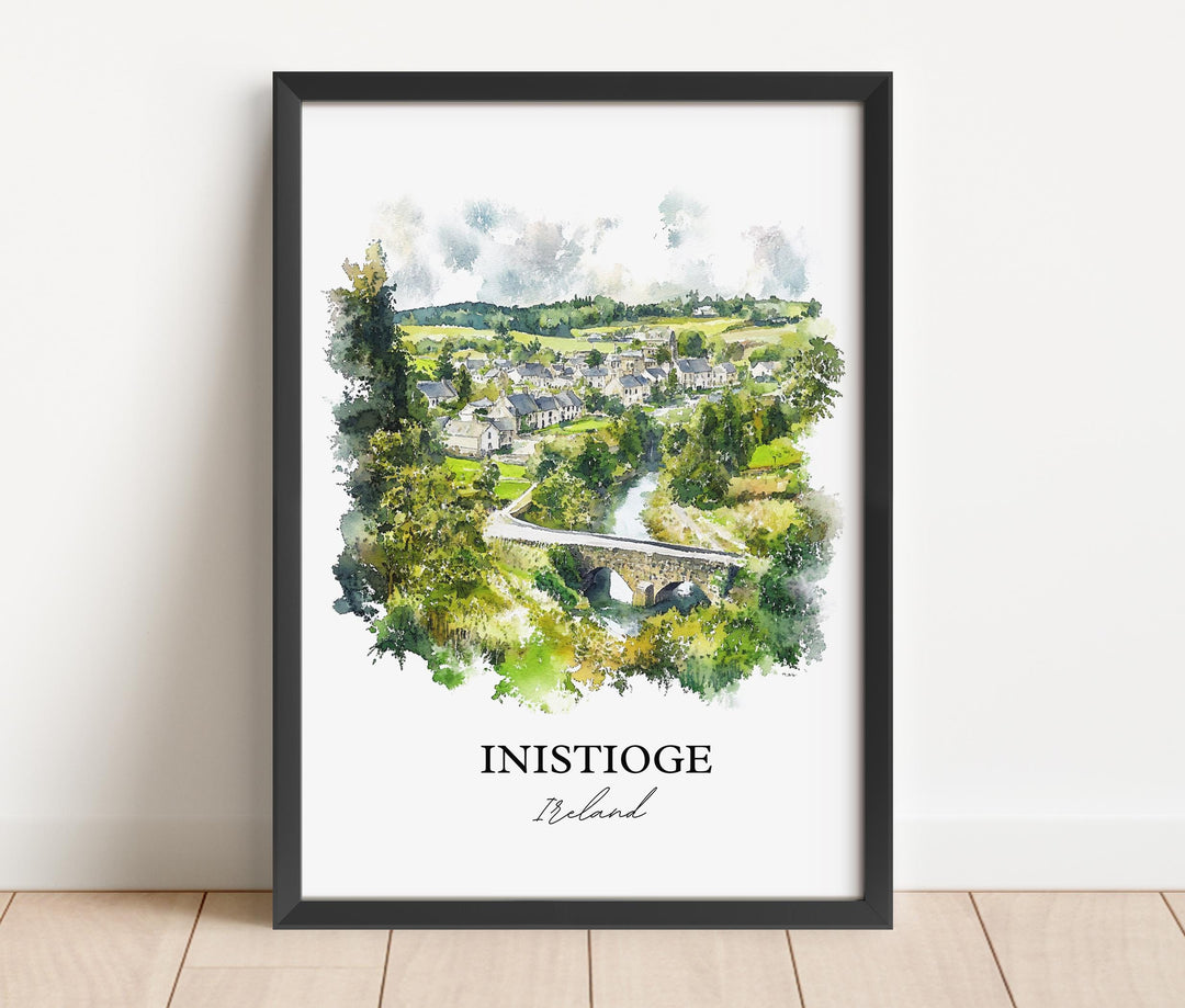Inistioge Wall Art, Kilkenny Print, Ireland Watercolor Artr, Inistioge Ireland Gift, Travel Print, Travel Poster, Housewarming Gift
