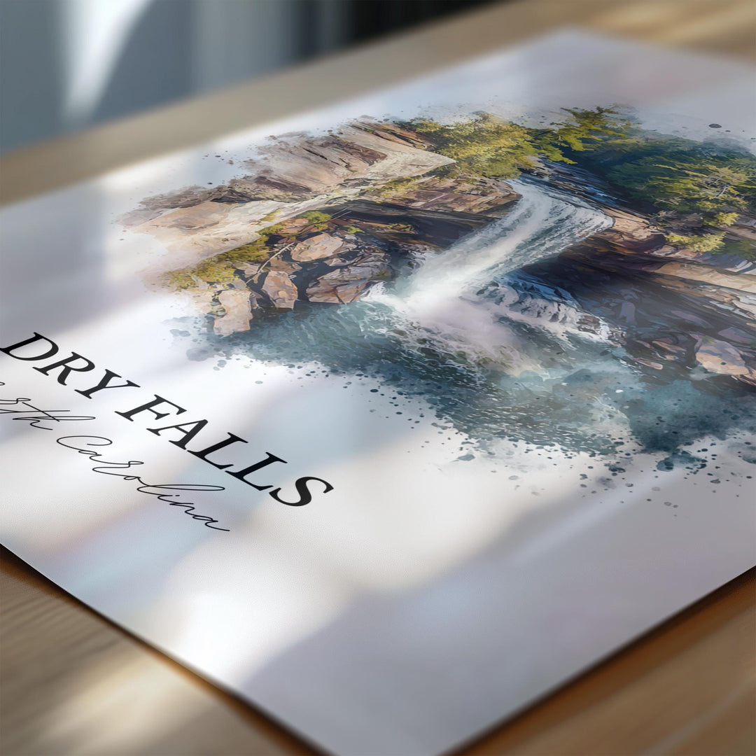 Dry Falls NC Wall Art, Nantahala Forest Print, Highlands NC Watercolor Art, Dry Falls Gift, Travel Print, Travel Poster, Housewarming Gift