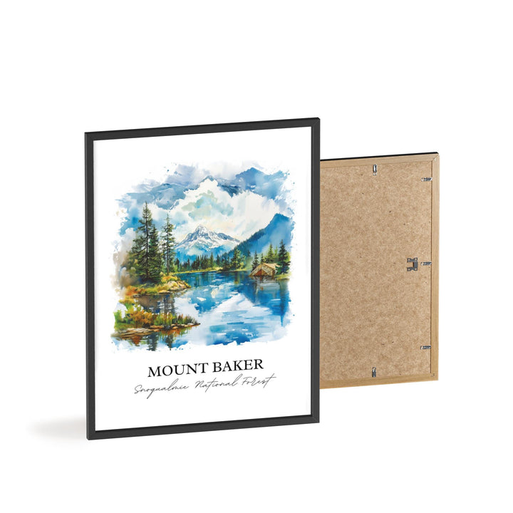 Mount Baker WA Wall Art, Snoqualmie Forest Print, Washington St Watercolor, Mount Baker Gift, Travel Print, Travel Poster, Housewarming Gift