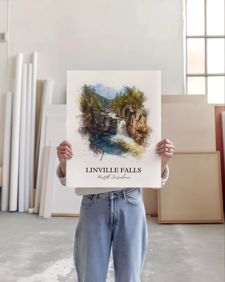 Linville Falls Wall Art, Linville NC Print, North Carolina Artwork, Linville Falls Gift, Travel Print, Travel Poster, Housewarming Gift