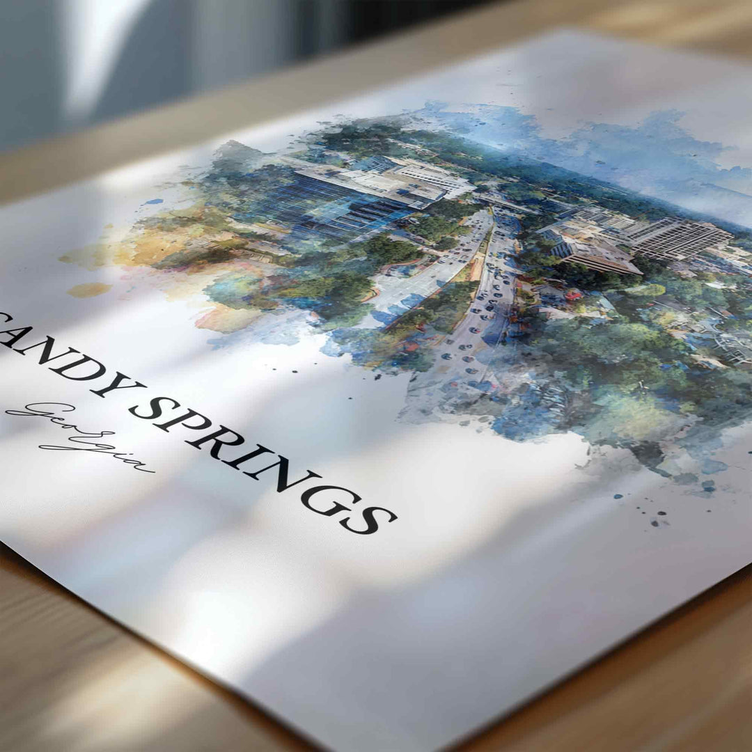 Sandy Springs, Georgia – Watercolor Art Print