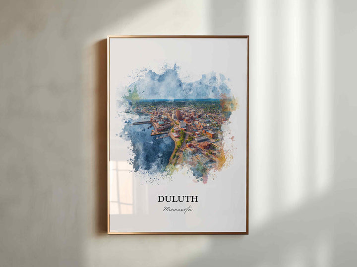 Duluth MN Wall Art, Duluth Print, Minnesota Watercolor Art, Duluth Minnesota Gift, Travel Print, Travel Poster, Housewarming Gift
