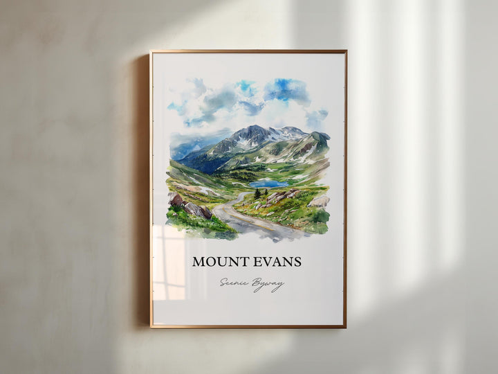 Mount Evans CO Wall Art, Mount Blue Sky Print, Colorado Watercolor Art, Mt Blue Sky Gift, Travel Print, Travel Poster, Housewarming Gift