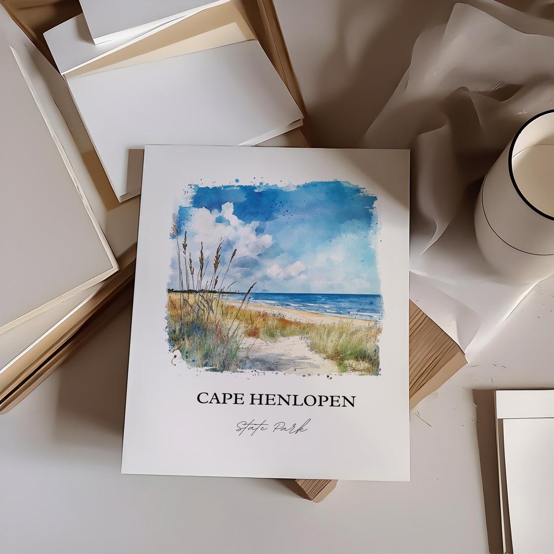Cape Henlopen Wall Art, Lewes DE Print, Sussex County DE Watercolor Art, Cape Henlopen Gift, Travel Print, Travel Poster, Housewarming Gift