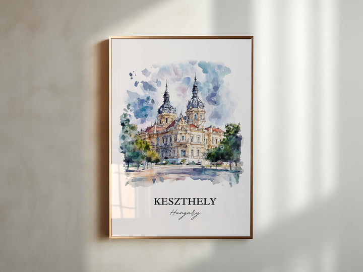 Keszthely Wall Art,  Lake Balato Print, Hungary Watercolor Art, Keszthely Hungary Gift, Travel Print, Travel Poster, Housewarming Gift