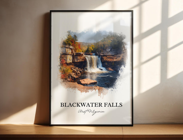 Blackwater Falls Art, Blackwater Falls WV Print, West Virginia Artwork, Thomas WV Gift, Travel Print, Travel Poster, Housewarming Gift