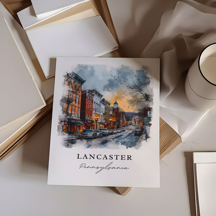 Lancaster Wall Art, Pennsylvania Print, Lancaster Wall Art, Lancaster PA Gift, Travel Print, Travel Poster, Travel Gift, Housewarming Gift