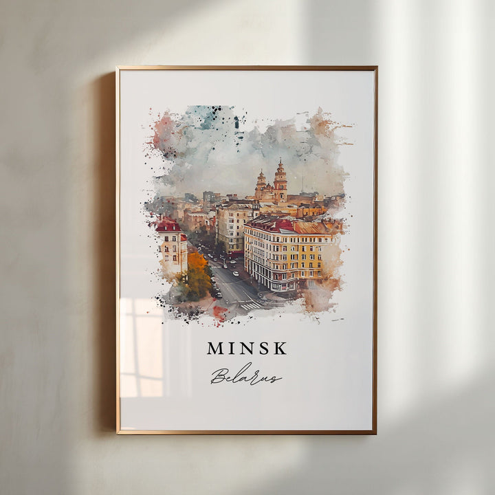 Minsk Belarus wall art - Belarus, Minsk print, Minsk Skyline Wedding gift, Minsk Birthday present, Custom Text, Perfect Gift