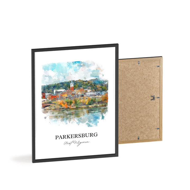 Parkersburg WV Wall Art, Wood County Print, West Virginia Watercolor Art, Parkersburg Gift, Travel Print, Travel Poster, Housewarming Gift