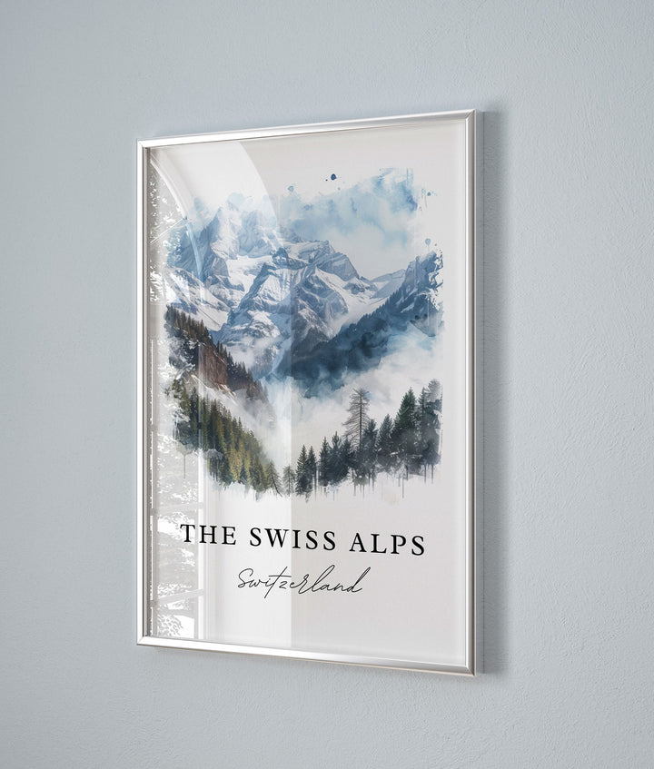 Swiss Alps Art Print, Swiss Alps Print, Switzerland Wall Art, Swiss Alps Gift, Travel Print, Travel Poster, Travel Gift, Housewarming Gift