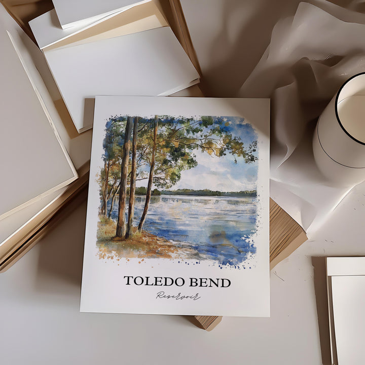 Toledo Bend Reservoir Art, Sabine River Print, Toledo Bend Artwork, Toledo Bend Gift, Travel Print, Travel Poster, Housewarming Gift