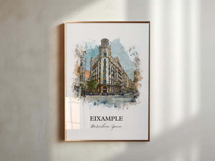 Eixample Barcelona Wall Art, Eixample Print, Plaça de Catalunya Watercolor Art, Barcelona Gift, Spain Print, Spain Poster, Housewarming Gift