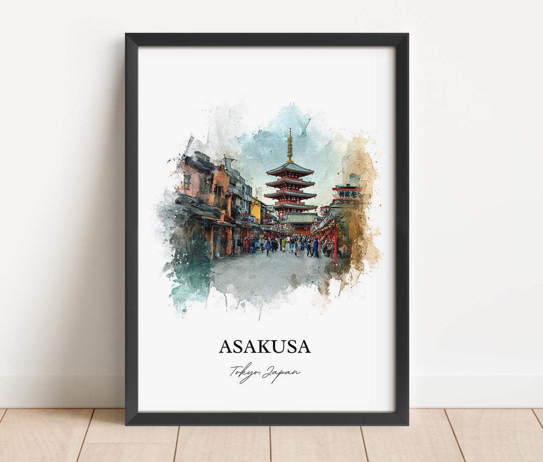 Asakusa Japan Wall Art, Asakusa Print, Asakusa Tokyo Watercolor Art, Tokyo Japan Gift, Tokyo Travel Print, Asakusa Poster, Housewarming Gift