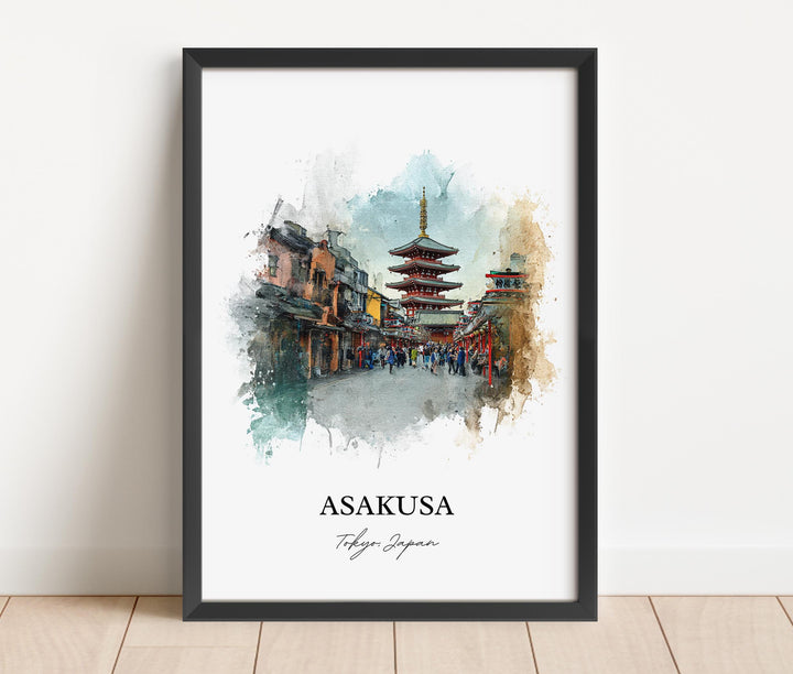 Asakusa Japan Wall Art, Asakusa Print, Asakusa Tokyo Watercolor Art, Tokyo Japan Gift, Tokyo Travel Print, Asakusa Poster, Housewarming Gift