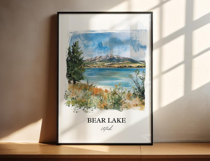 Bear Lake Wall Art, Bear Lake UT Print, Utah Watercolor Art, Bear Lake Utah Gift, Travel Print, Travel Poster, Housewarming Gift