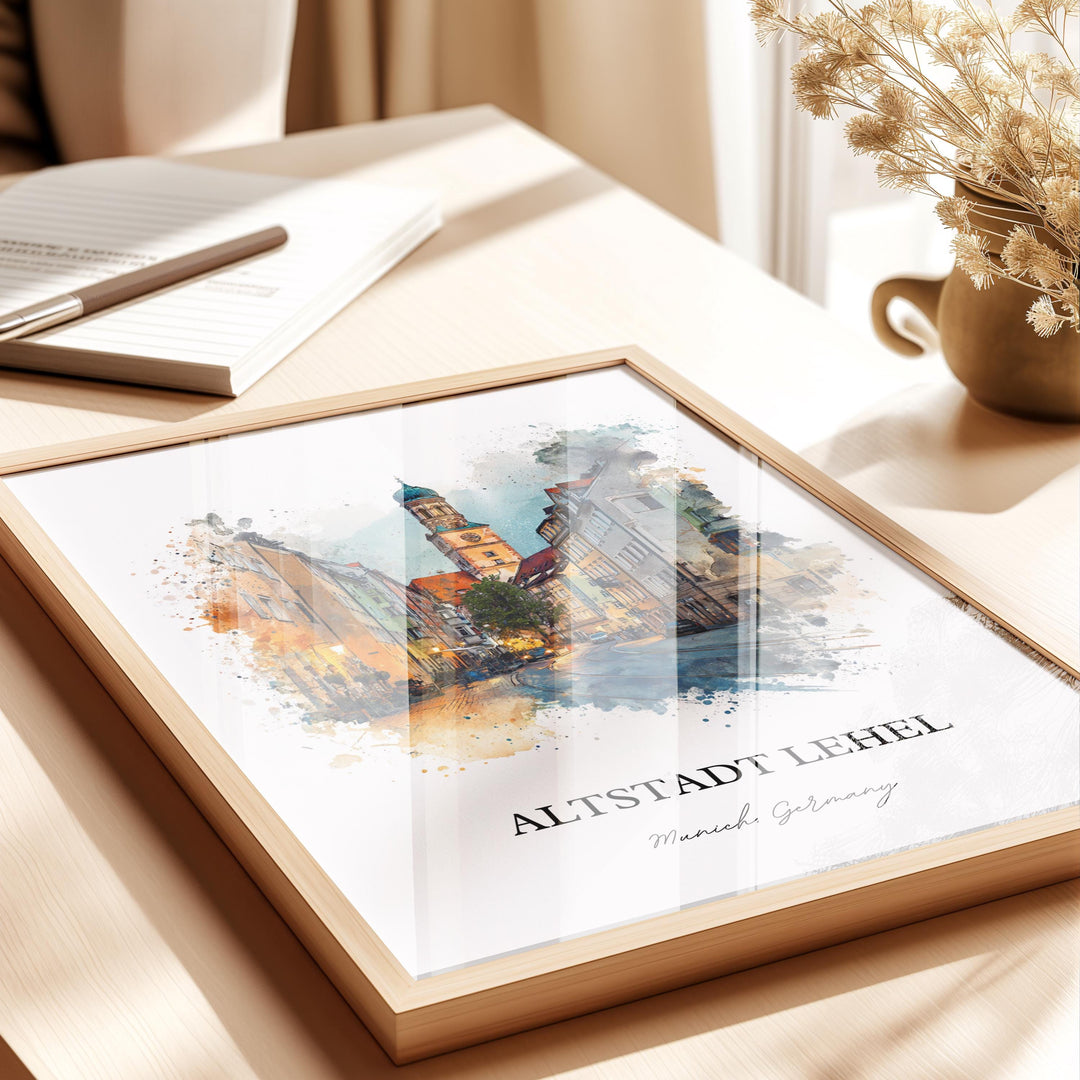Altstadt Lehel Wall Art, Munich Print, Munich Watercolor Art, Munich Germany Gift, Altstadt Lehel Print, Travel Poster, Housewarming Gift