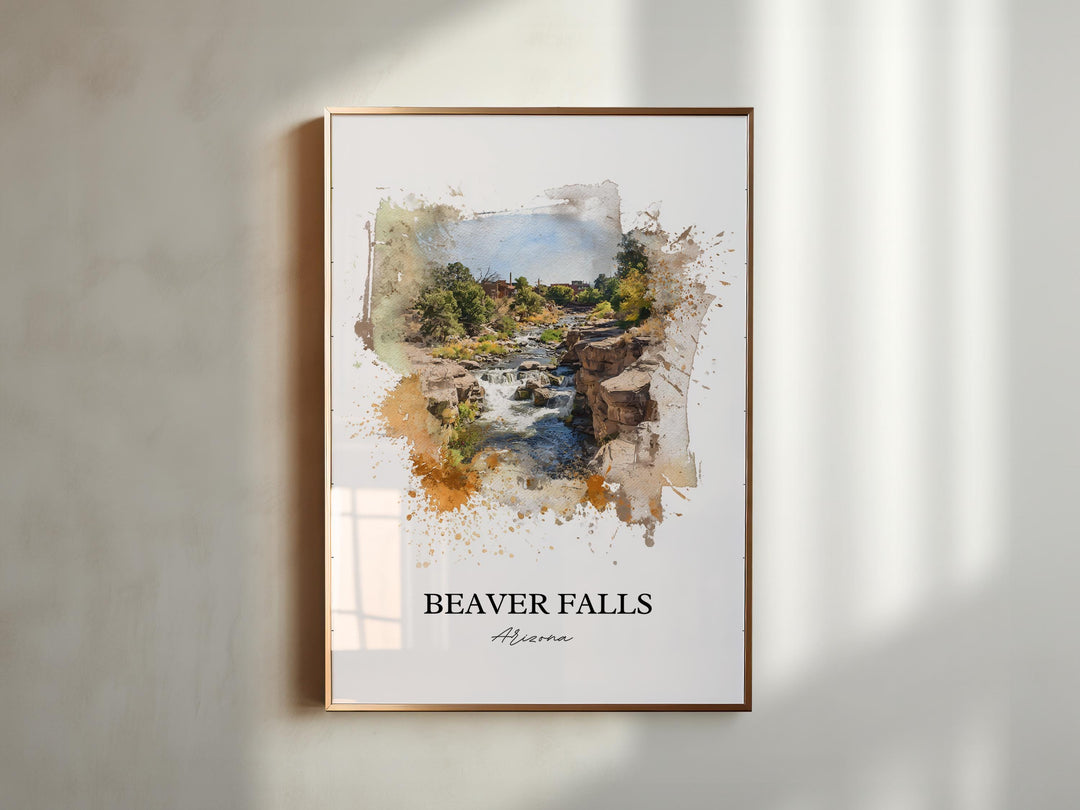 Beaver Falls Wall Art, Supai Print, Arizona Watercolor Art, Beaver Falls AZ Gift, Travel Print, Travel Poster, Housewarming Gift