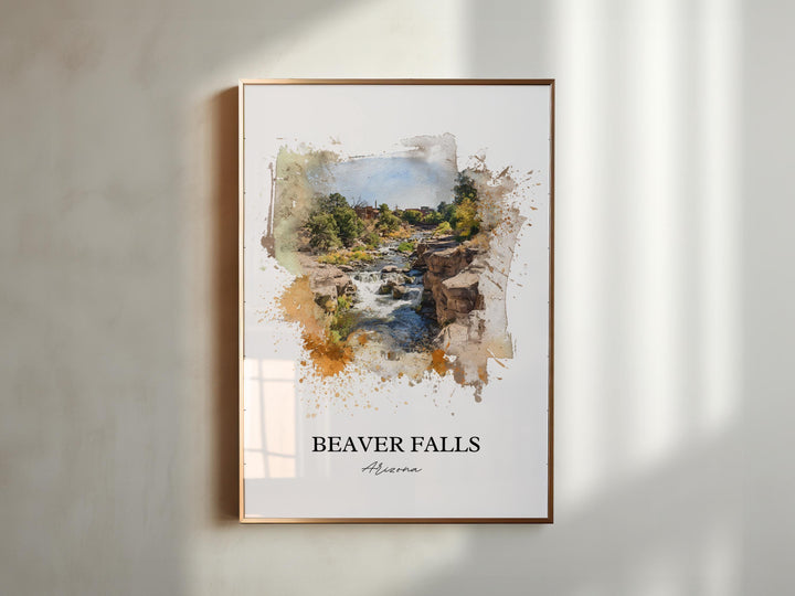 Beaver Falls Wall Art, Supai Print, Arizona Watercolor Art, Beaver Falls AZ Gift, Travel Print, Travel Poster, Housewarming Gift