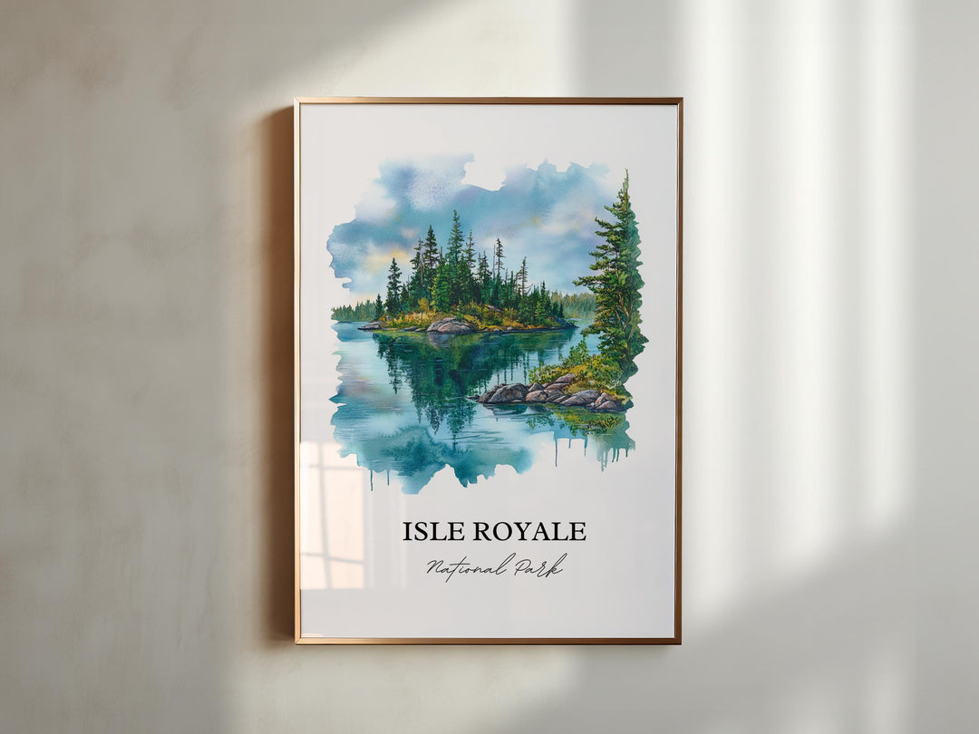 Isle Royale National Park Wall Art, Isle Royale Print, Michigan Watercolor, Thunder Bay Gift, Travel Print, Travel Poster, Housewarming Gift