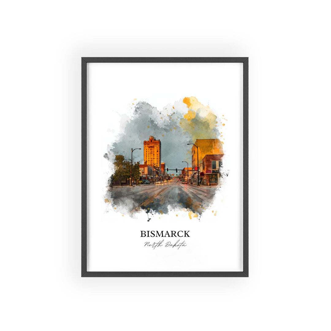 Bismarck, North Dakota Wall Art, Bismarck Print, Bismarck Watercolor Art, North Dakota Gift, Travel Print, Travel Poster, Housewarming Gift