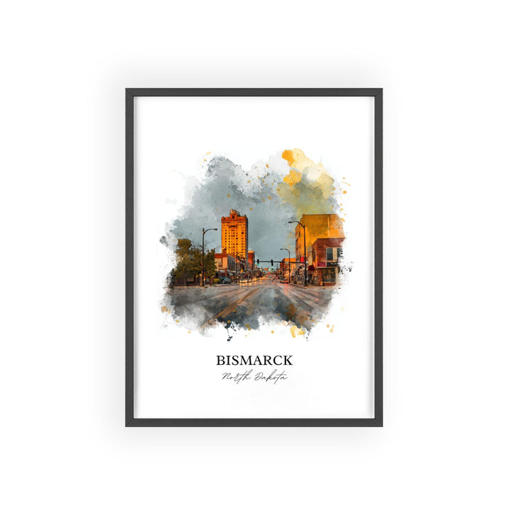 Bismarck, North Dakota Wall Art, Bismarck Print, Bismarck Watercolor Art, North Dakota Gift, Travel Print, Travel Poster, Housewarming Gift
