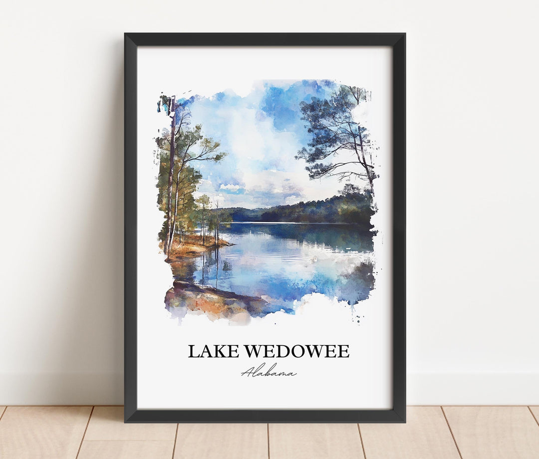 Lake Wedowee Wall Art, Randolph County AL Print, Alabama Watercolor Art, Lake Wedowee Gift, Travel Print, Travel Poster, Housewarming Gift
