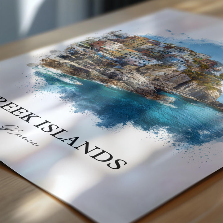 Greek Islands Wall Art, Greece Art, Greece Watercolor Art, Greek Islands Gift, Greek Islands Travel Print, Travel Poster, Housewarming Gift