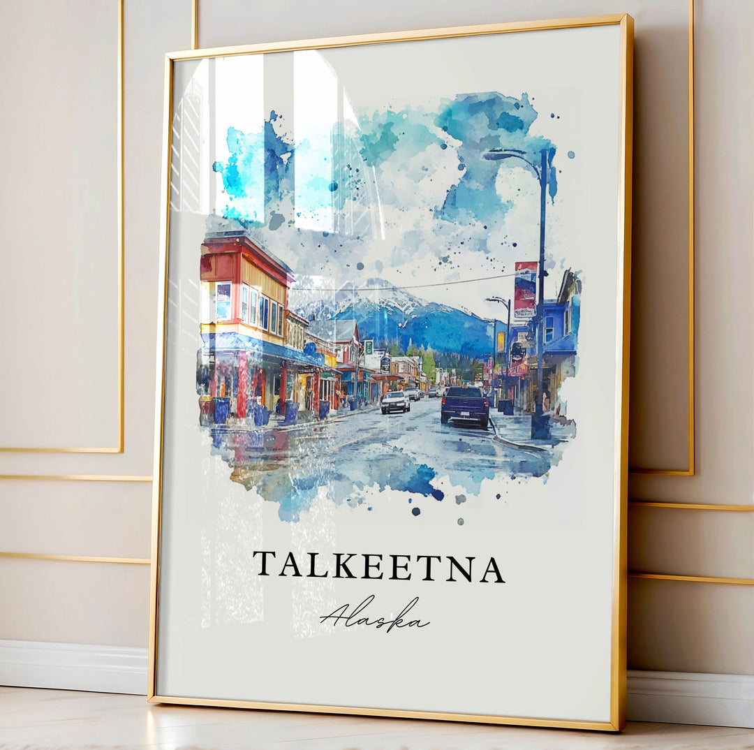 Talkeetna AK Wall Art, Talkeetna Print, Talkeetna Watercolor Art, Matanuska-Susitna Gift,