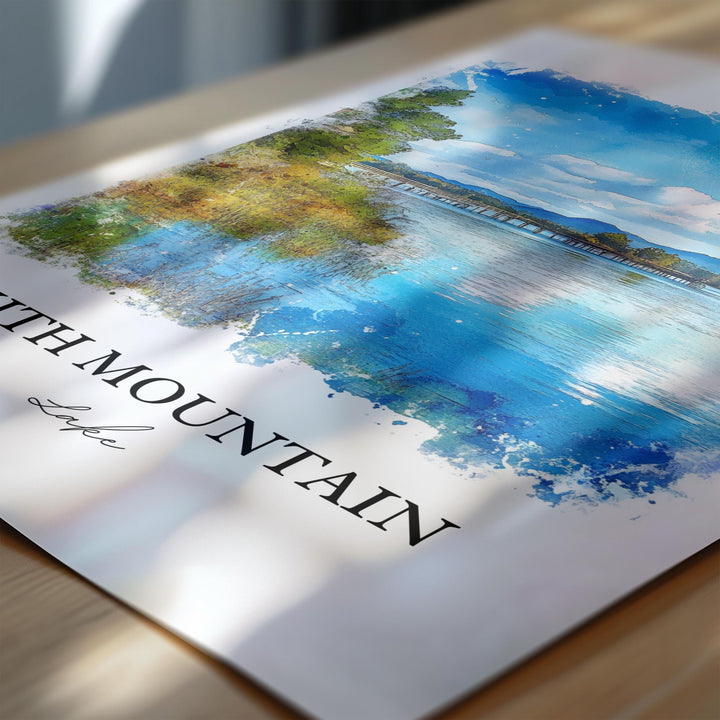 Smith Mountain Lake Wall Art, Roanoke Print, Virginia Watercolor, Smith Mountain Lake Gift, Travel Print, Travel Poster, Housewarming Gift