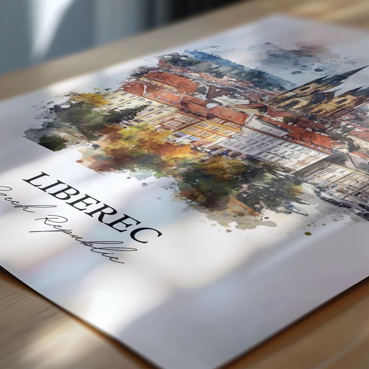 Liberec Wall Art, Liberec Czechia Print, Czech Republic Watercolor Art, Liberec Gift, Travel Print, Travel Poster, Housewarming Gift