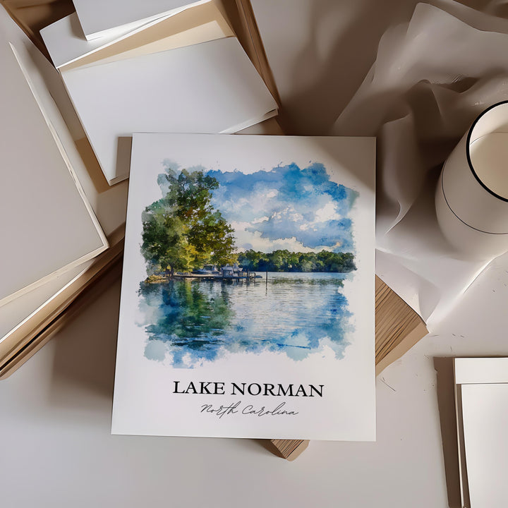 Lake Norman, USA – Watercolor Art Print