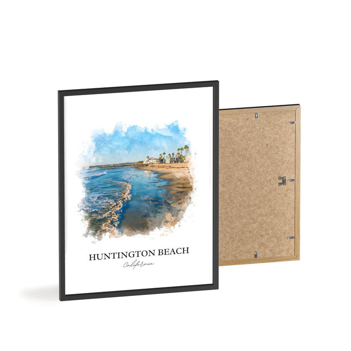 Huntington Beach Wall Art, California Print, Los Angeles Watercolor Art, LA Gift, Travel Print, Travel Poster, Housewarming Gift