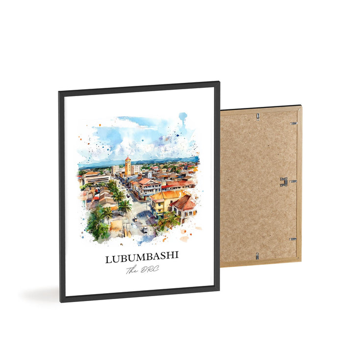 Lubumbashi Wall Art, DRC Africa Print, DRC Watercolor Art, Lubumbashi Gift, Travel Print, Travel Poster, Housewarming Gift