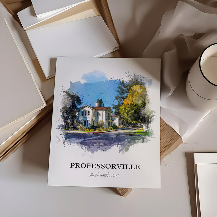 Professorville, California – Watercolor Art Print