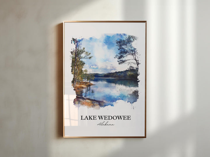 Lake Wedowee Wall Art, Randolph County AL Print, Alabama Watercolor Art, Lake Wedowee Gift, Travel Print, Travel Poster, Housewarming Gift