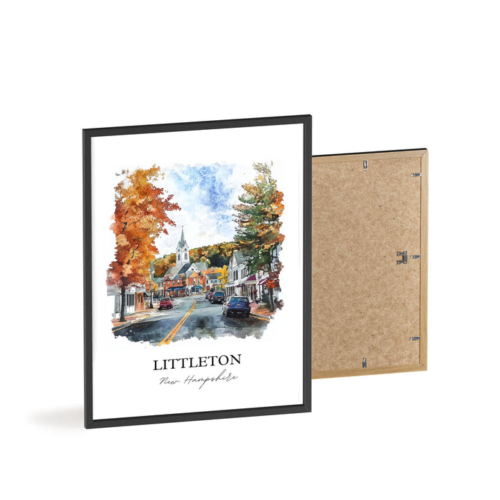 Littleton NH Wall Art, Grafton County Print, New Hampshire Watercolor Art, Littleton NH Gift, Travel Print, Travel Poster, Housewarming Gift
