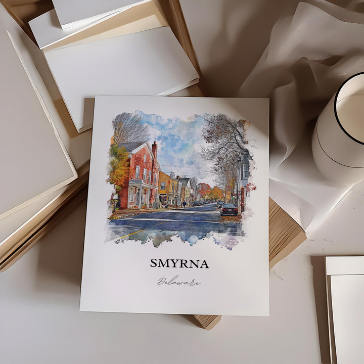 Smyrna DE Wall Art, Dover Delaware Print, Delaware Watercolor Art, Smyrna DE Gift, Travel Print, Travel Poster, Housewarming Gift