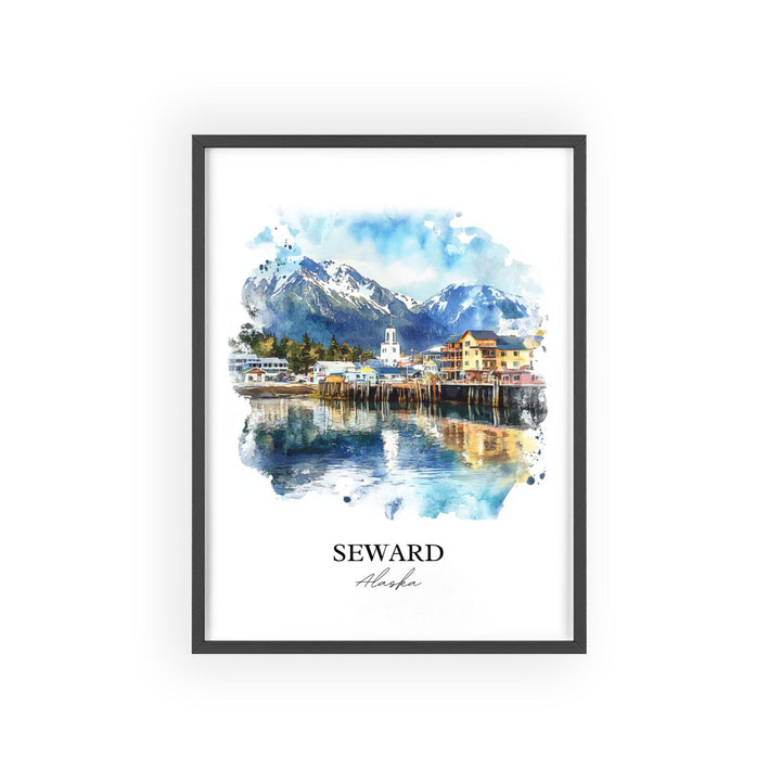 Seward Alaska Wall Art, Kenai Peninsula Print, Alaska Watercolor Art, Seward AK Gift, Travel Print, Travel Poster, Housewarming Gift