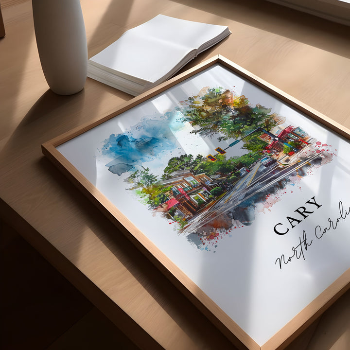 Cary, North Carolina, USA – Watercolor Art Print