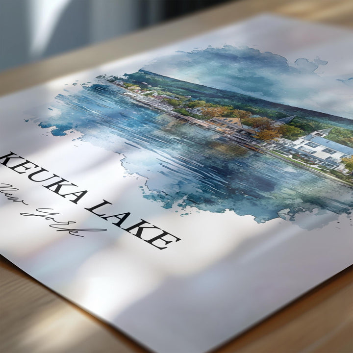 Keuka Lake Wall Art, Finger Lakes Print, Cayuga Lake NY Watercolor Art, Keuka Lake Gift, Travel Print, Travel Poster, Housewarming Gift