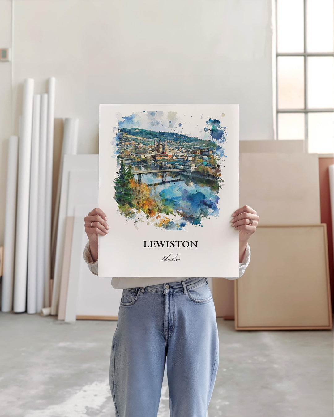 Lewiston Idaho Wall Art, Lewiston ID Print, Idaho Watercolor Art, Nez Perce County Gift, Travel Print, Travel Poster, Housewarming Gift