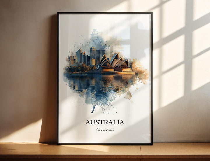 Australia Wall Art, Sydney Print, Australia Watercolor Art, Australia Gift, Travel Print, Travel Poster, Housewarming Gift