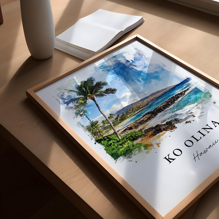 Ko Olina HI Wall Art, Ko Olina Print, Kapolei Hawaii Watercolor Art, Ko Olina Gift,